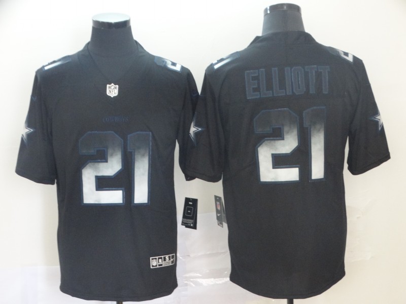 Men's Dallas Cowboys #21 Ezekiel Elliott Black Authentic Jersey